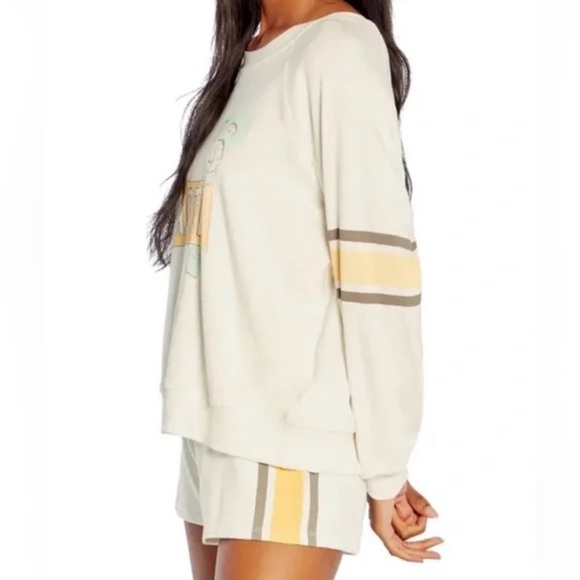 NWT Wildfox Ivory Retro Vintage Motel 66 Logo Oversized Lounge Sweatshirt, Small - Picture 8 of 10